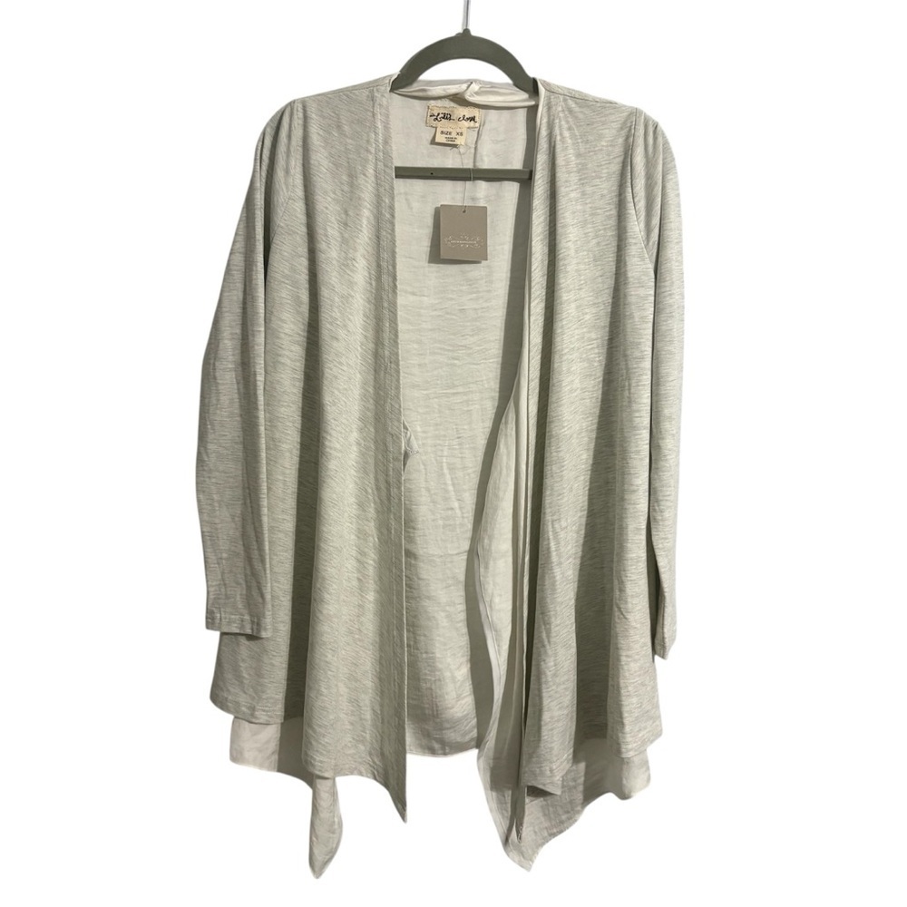 NWT Anthropologie Light Gray Open Front Cardigan | New | Double Layer Flowy XS